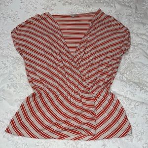 Halogen, L, orange/coral & cream top